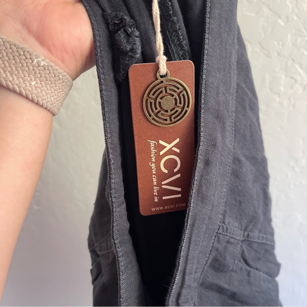 NWT XCVI Dark Blue Lightweight Cuffed Pants Linen Blend Women's Size Large - Picture 9 of 11